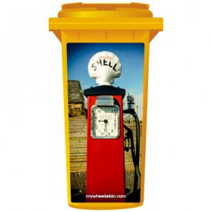 Vintage Red Shell Petrol Pump Wheelie Bin Sticker Panel